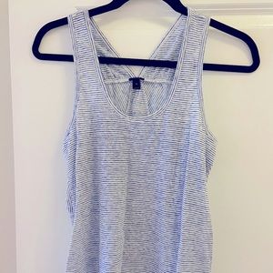 J Crew blue and white striped racerback tank